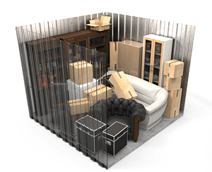 Picture of what you can typically fit inside of a 10x15 storage unit.