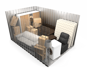 Picture of what you can typically fit inside of a 10x20 storage unit.